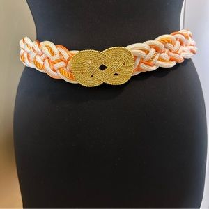 Vintage Preowned orange and white/beige rope belt